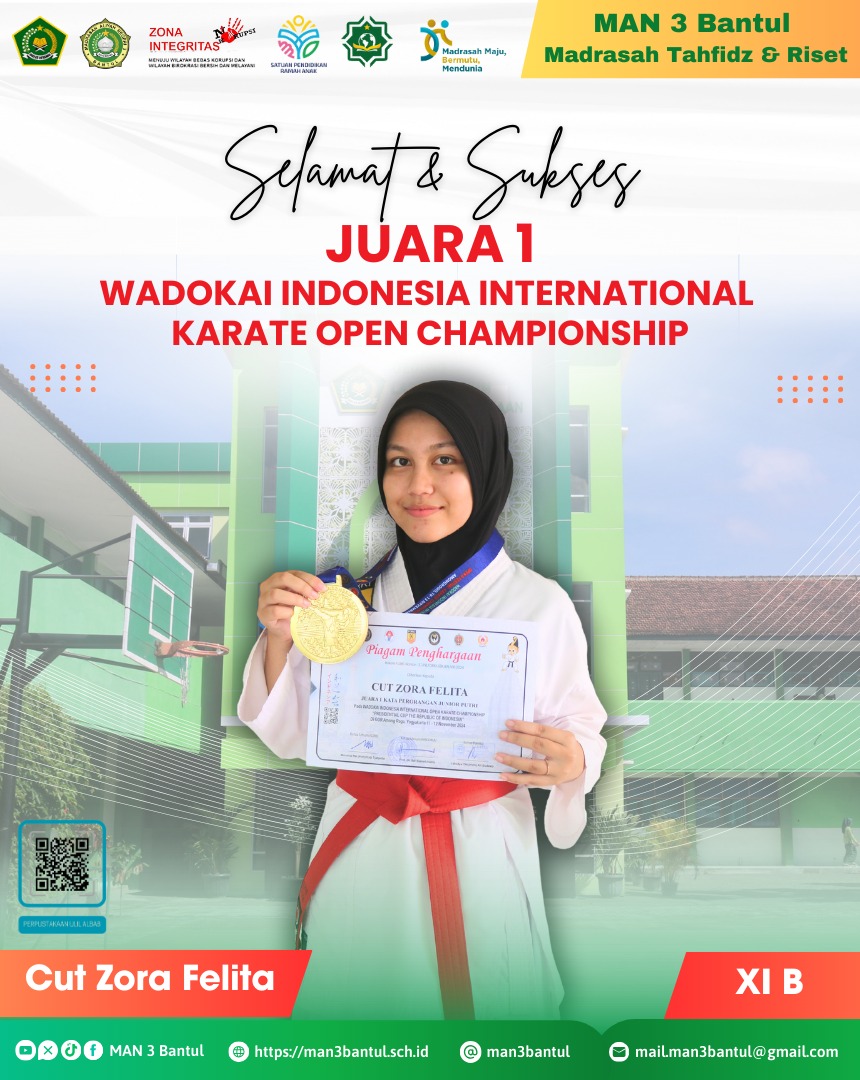 Cut Zora Felita XI B Juara I Wadokai  Indonesia Internasional Karate Open Championship