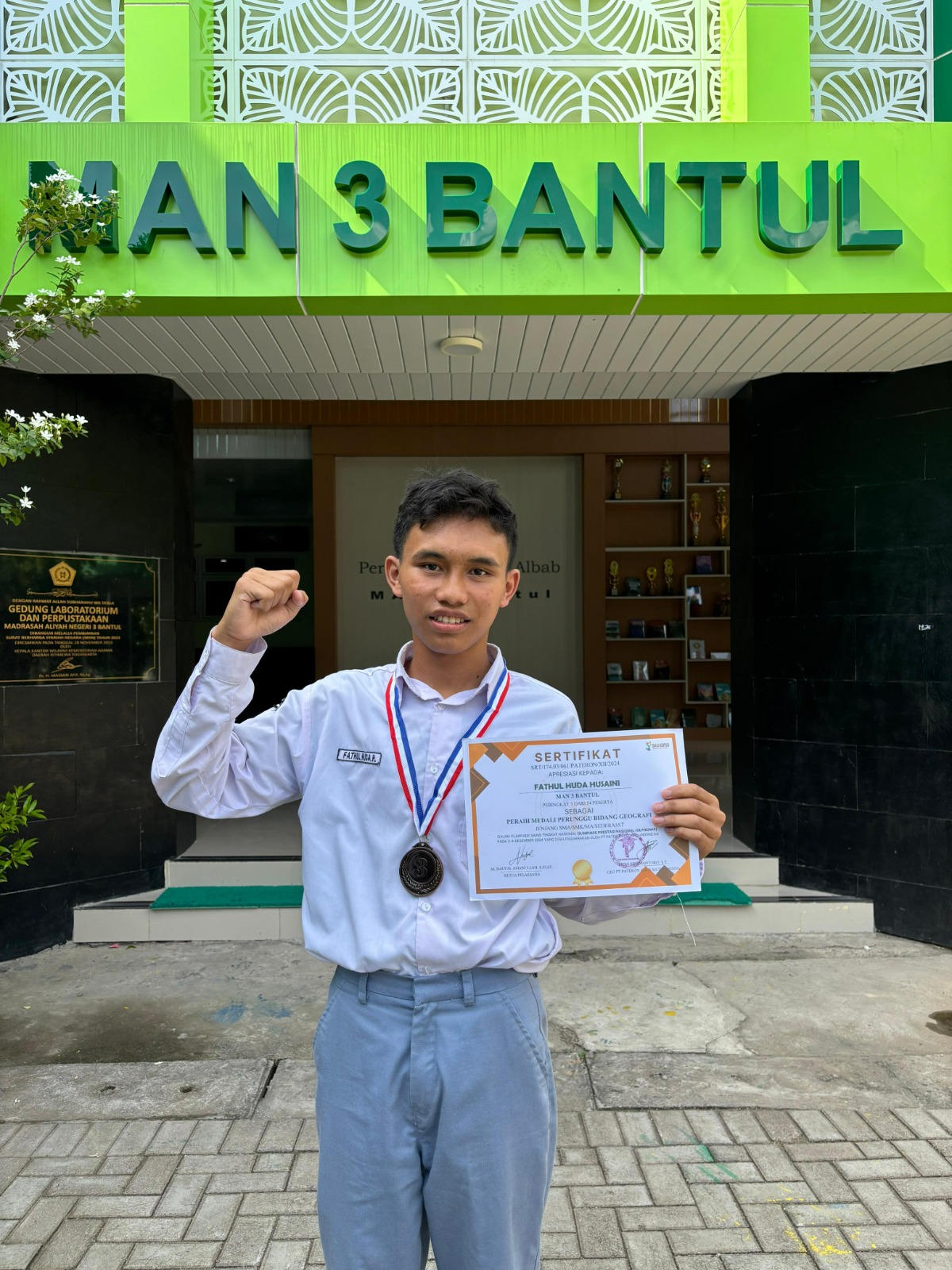 Siswa kelas X E MAN 3 Bantul, Fathul Huda sabet medali perunggu Olimpiade Prestasi Nasional bidang geografi tingkat SMA/SMK/MA tahun 2025