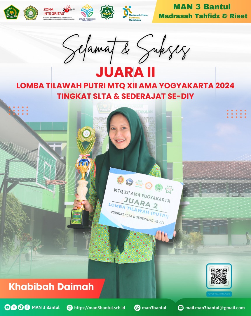 Juara II Lomba Tilawah Putri MTQ XII AMA Yogyakarta 2024 Tingkat DIY