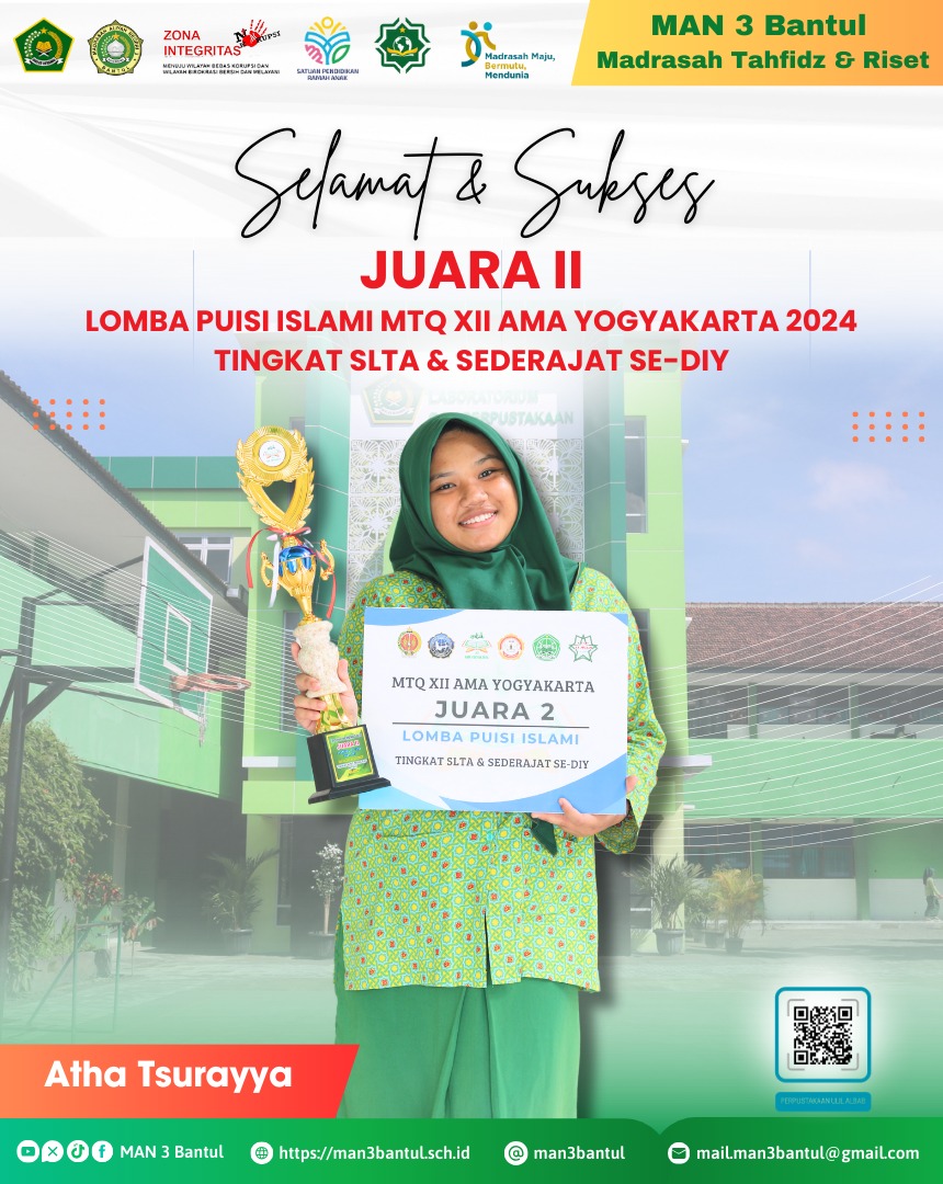 Juara II Lomba Puisi Islami MTQ XII AMA Yogyakarta 2024 Tingkat DIY