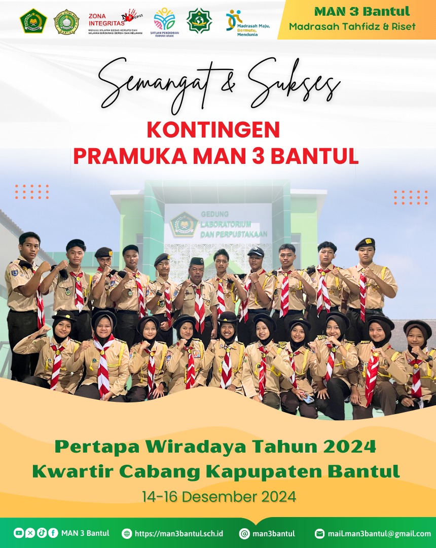 Kontingen Pramuka MAN 3 Bantul dalam Pertapa Wiradaya Tahun 2024 Kwarcab Pramuka Kabupaten Bantul
