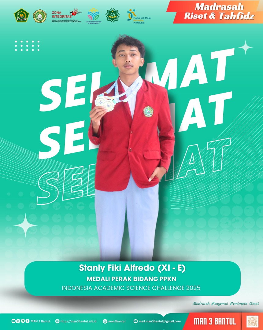 Selamat atas prestasi Ananda Stanly Fikri Alfredo atas raihan medali perak bidang PPKn