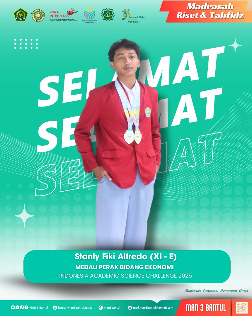 Selamat atas prestasi Ananda Stanly Fikri Alfredo atas raihan medali perak bidang ekonomi